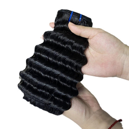 12Ahuman Hair Deep Wave Bundle Real Hair Wig European and American Cross-Border Hair Curtain Small Curly Wig