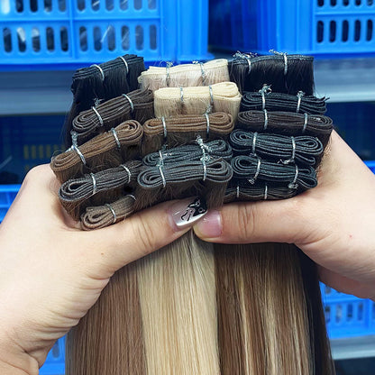 Human Hair Wig Hand Braided Hair Curtain Ladies Human Hair Genius Weft Bundles European and American Cross-Border