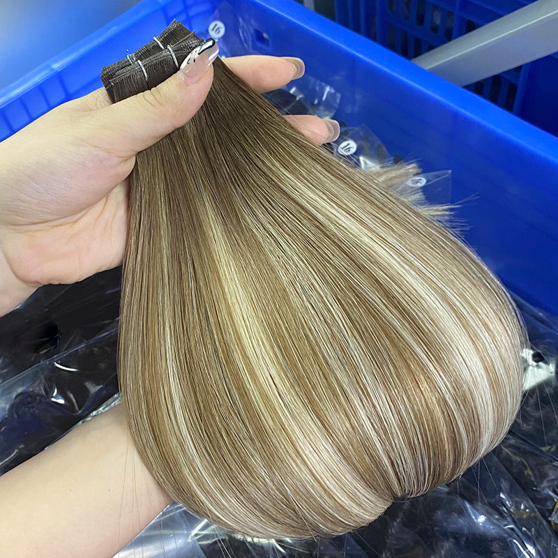Human Hair Wig Hand Braided Hair Curtain Ladies Human Hair Genius Weft Bundles European and American Cross-Border