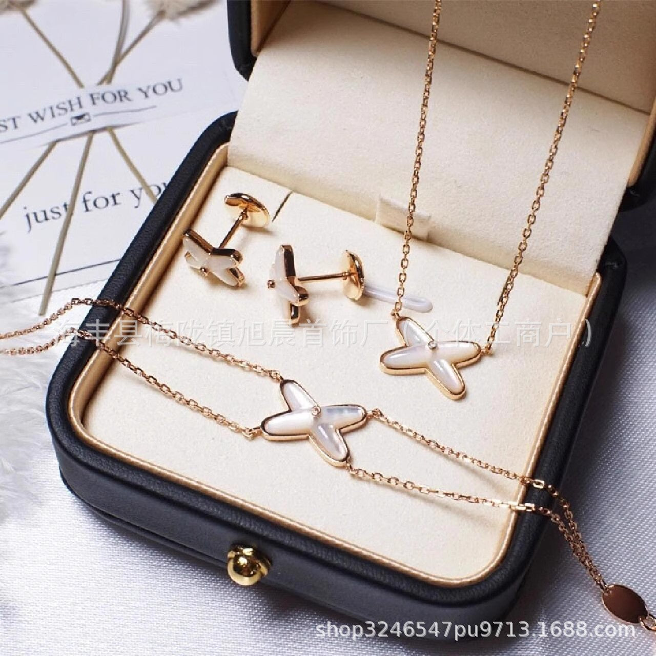 High Version Shangjia Platinum Jue Cross Necklace Female White Fritillaria 18k Gold Light Luxury High-end Bracelet for Girlfriend Gift