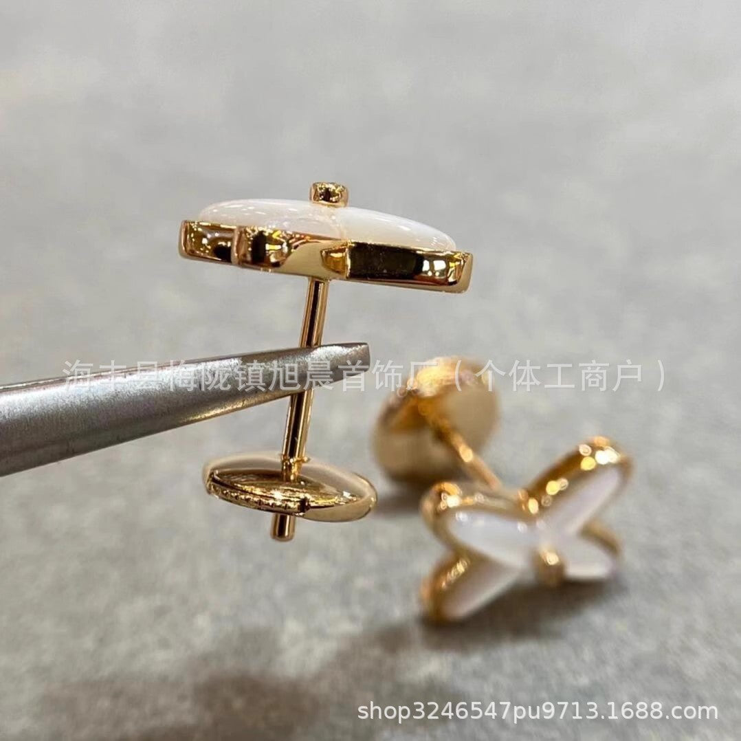 High Version Shangjia Platinum Jue Cross Necklace Female White Fritillaria 18k Gold Light Luxury High-end Bracelet for Girlfriend Gift