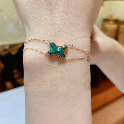 High version cross X bracelet female white fritillary with diamond letter chain plated 18k rose gold personality Joker factory wholesale
