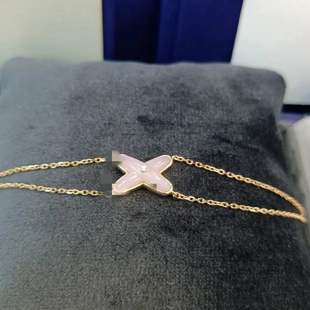 High version cross X bracelet female white fritillary with diamond letter chain plated 18k rose gold personality Joker factory wholesale