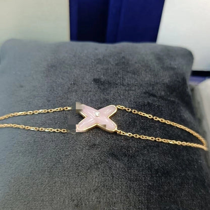 High version cross X bracelet female white fritillary with diamond letter chain plated 18k rose gold personality Joker factory wholesale
