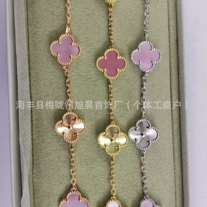 Vanjia V Gold Laser Series Clover Bracelet for Women, Personalized Versatile Fashionable New Jewelry