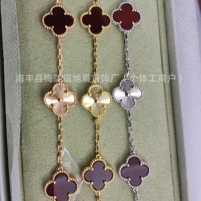 Vanjia V Gold Laser Series Clover Bracelet for Women, Personalized Versatile Fashionable New Jewelry