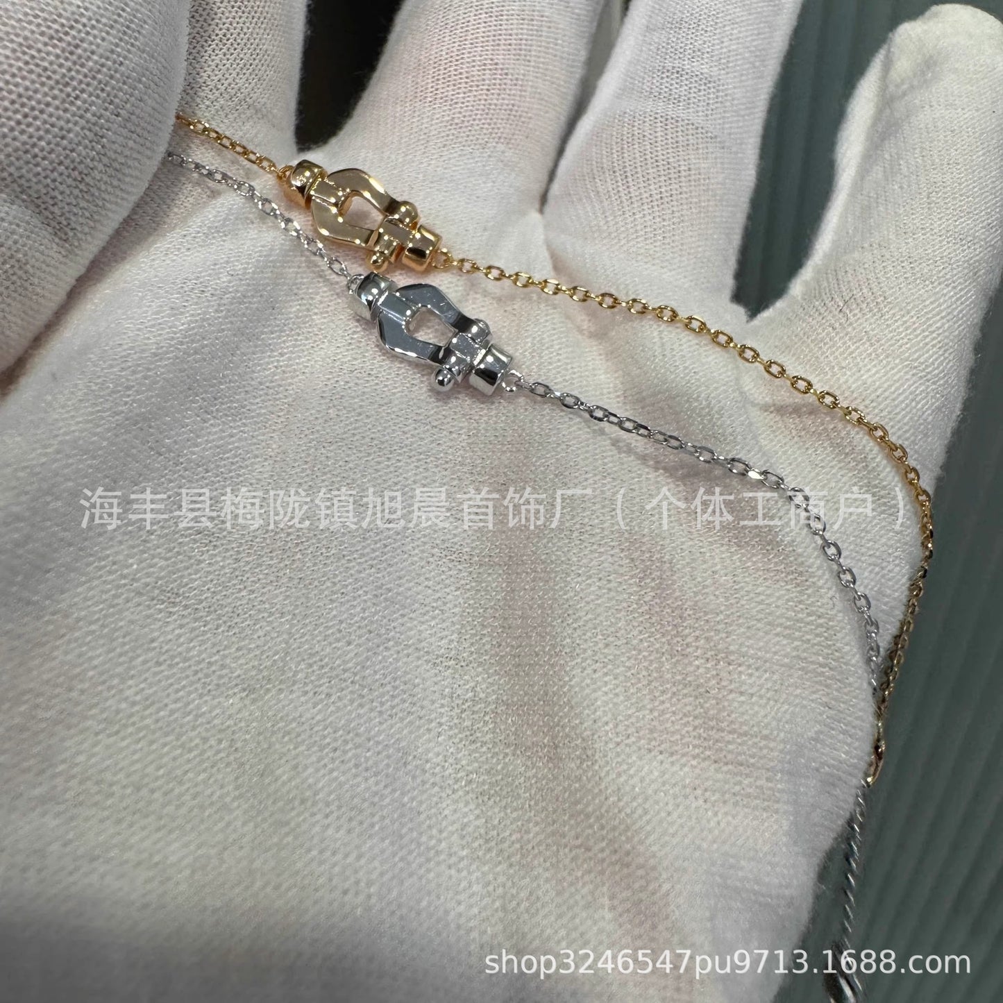 Fred Horseshoe Mini small size Full of Diamond Gifts Ins Lucky Small Bracelet Nautical Buckle Bracelet Necklace