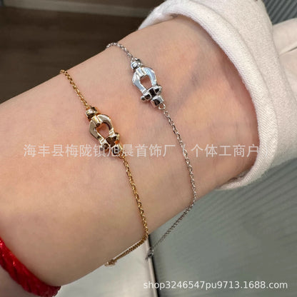 Fred Horseshoe Mini small size Full of Diamond Gifts Ins Lucky Small Bracelet Nautical Buckle Bracelet Necklace