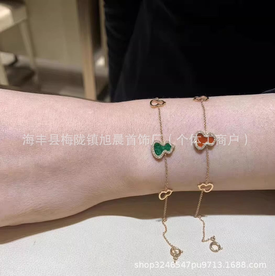 Kirin Gourd Bracelet Fashion Plated 18k Rose Gold Red Agate Jewelry Diamond Bracelet Niche Light Luxury Vintage Women