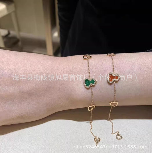 Kirin Gourd Bracelet Fashion Plated 18k Rose Gold Red Agate Jewelry Diamond Bracelet Niche Light Luxury Vintage Women