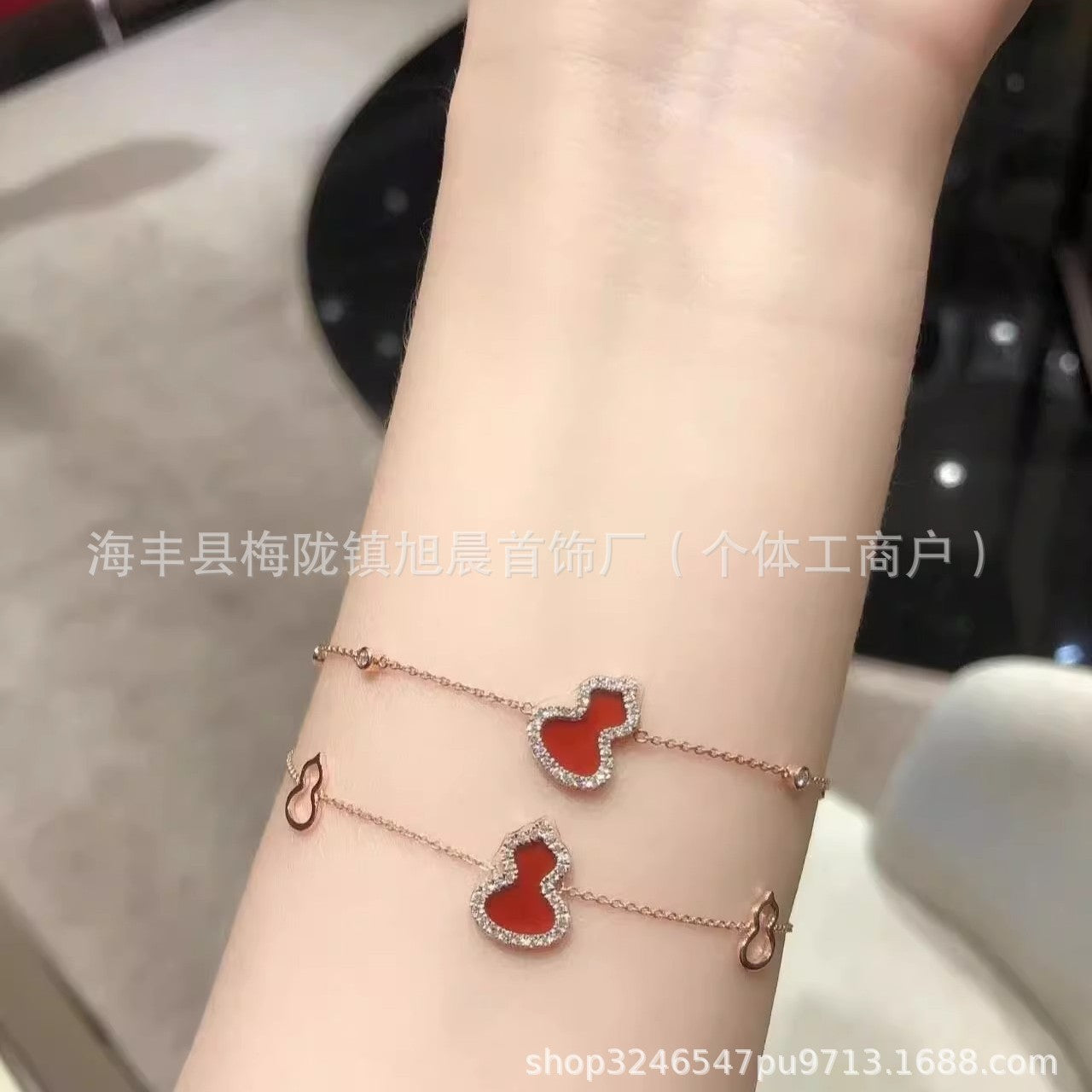 Kirin Gourd Bracelet Fashion Plated 18k Rose Gold Red Agate Jewelry Diamond Bracelet Niche Light Luxury Vintage Women