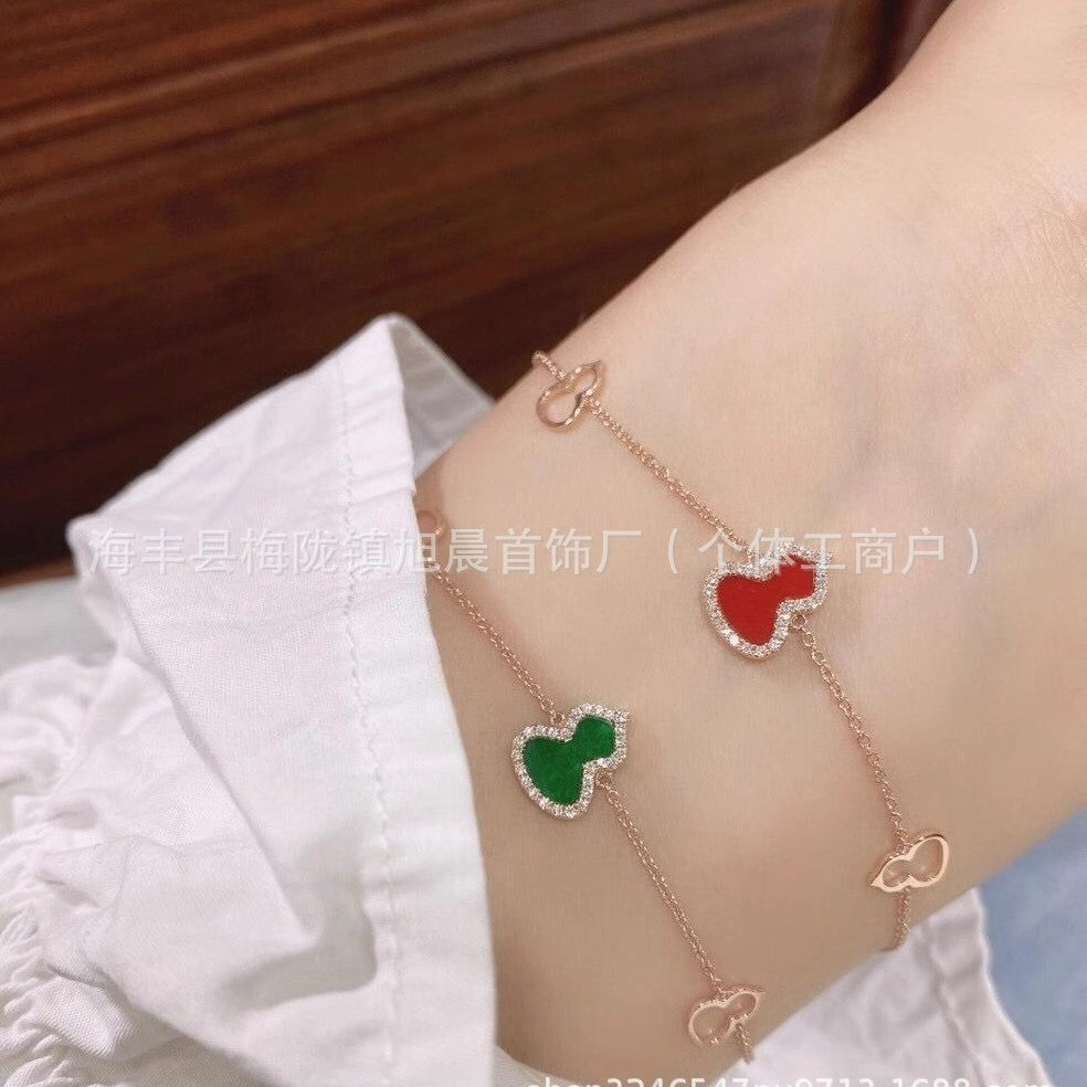 Kirin Gourd Bracelet Fashion Plated 18k Rose Gold Red Agate Jewelry Diamond Bracelet Niche Light Luxury Vintage Women