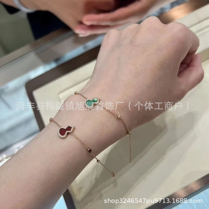 Kirin Gourd Bracelet Fashion Plated 18k Rose Gold Red Agate Jewelry Diamond Bracelet Benmingnian Red Rope Light Luxury