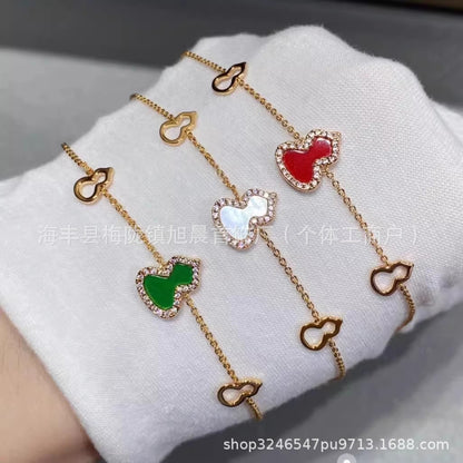 Kirin Gourd Bracelet Fashion Plated 18k Rose Gold Red Agate Jewelry Diamond Bracelet Benmingnian Red Rope Light Luxury