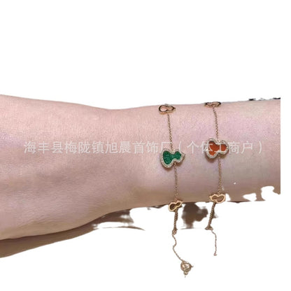 Kirin Gourd Bracelet Fashion Plated 18k Rose Gold Red Agate Jewelry Diamond Bracelet Benmingnian Red Rope Light Luxury