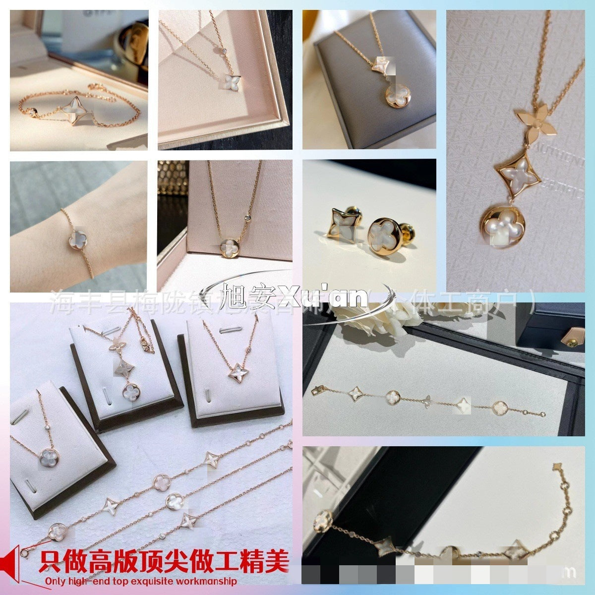 Small six high version V diamond round four-leaf clover four flowers five flowers single flower bracelet fashion OL beautiful V beautiful style