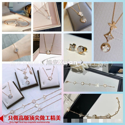 Small six high version V diamond round four-leaf clover four flowers five flowers single flower bracelet fashion OL beautiful V beautiful style
