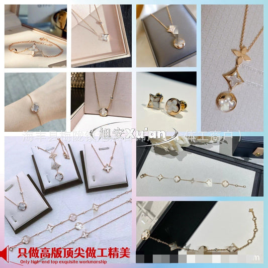Small six high version V diamond round four-leaf clover four flowers five flowers single flower bracelet fashion OL beautiful V beautiful style
