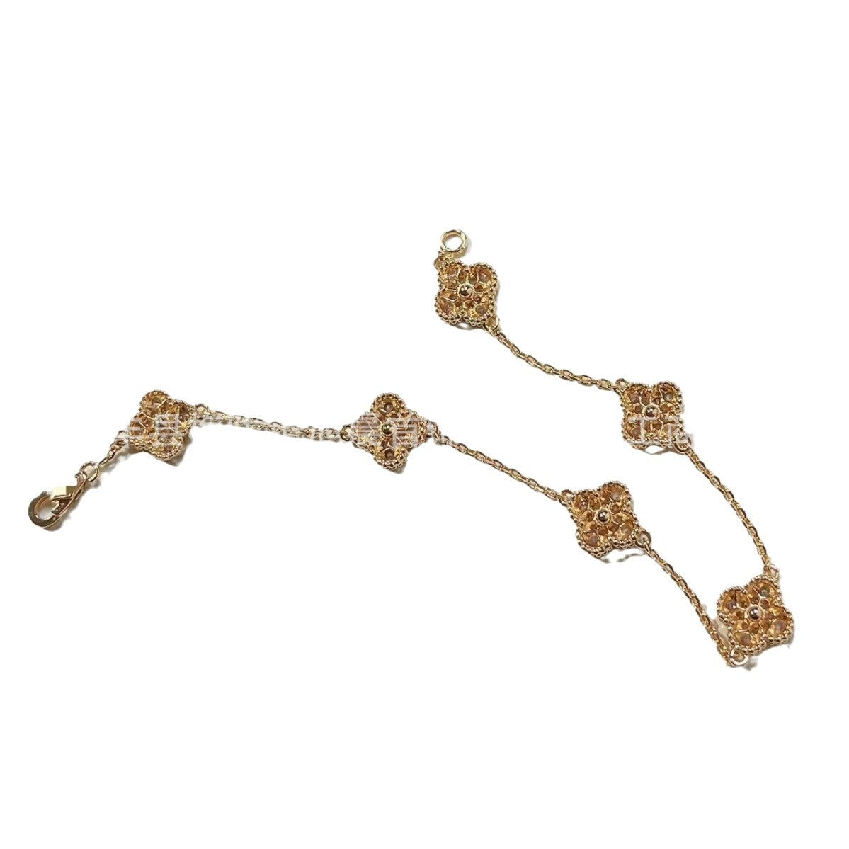 Ins High Version Mini small size Four-leaf Clover Six-flower Bracelet Women's Plated 18K Gold Full Diamond Flower Bracelet Elegant Fashion