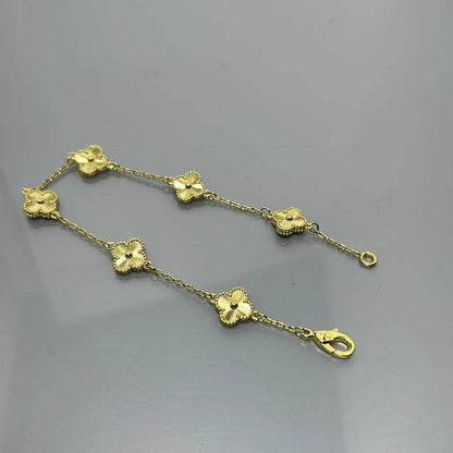 Four-leaf clover mini six-flower bracelet women's high version V gold full diamond bracelet does not fade summer silver bracelet high sense