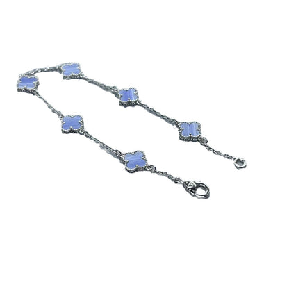 Four-leaf clover mini six-flower bracelet women's high version V gold full diamond bracelet does not fade summer silver bracelet high sense