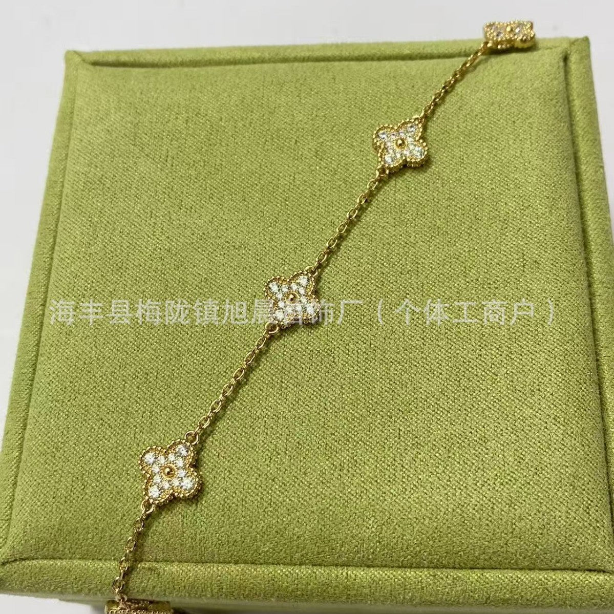 High Version Fanjia Four-Leaf Clover 6 Small Flower Bracelet Cnc Precision Natural Carnelian Lucky Bracelet V Gold Plated 18K Gold