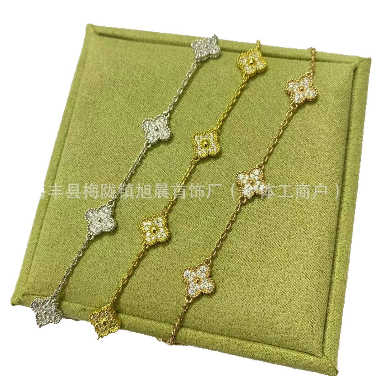 High Version Fanjia Four-Leaf Clover 6 Small Flower Bracelet Cnc Precision Natural Carnelian Lucky Bracelet V Gold Plated 18K Gold