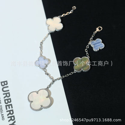 V High Version Hot-Selling New Fashion Versatile 6-Flower Irregular Clover Bracelet Necklace for Women Light Luxury Fashion Beautiful