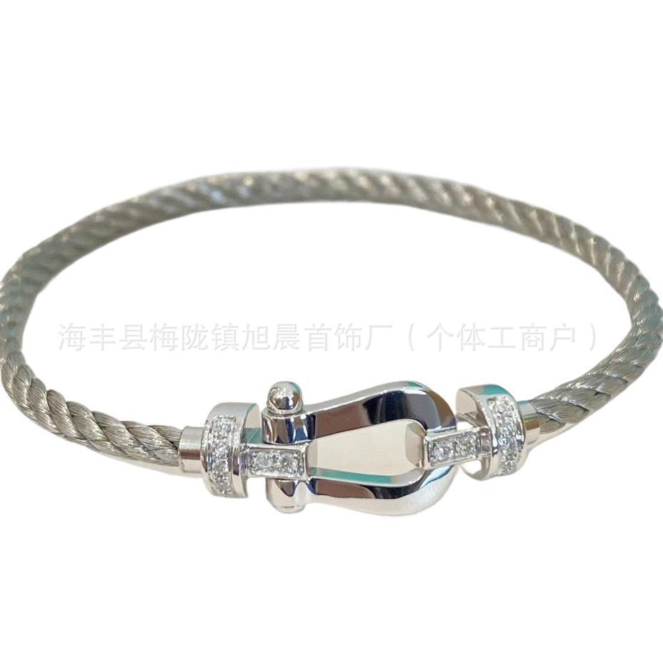 New Trendy Ins Black Samurai Black Couple's Year Horseshoe Buckle Steel Rope Bracelet Bracelet Men's Bracelet