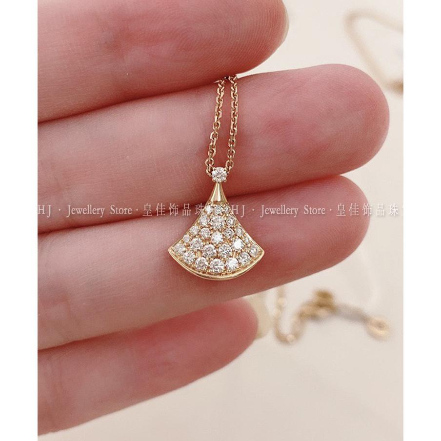 18K White Gold Gold Rose Gold Skirt Full Diamond Necklace Mosan Diamond Alloy Copper Fan Clavicle Neck Chain for Women