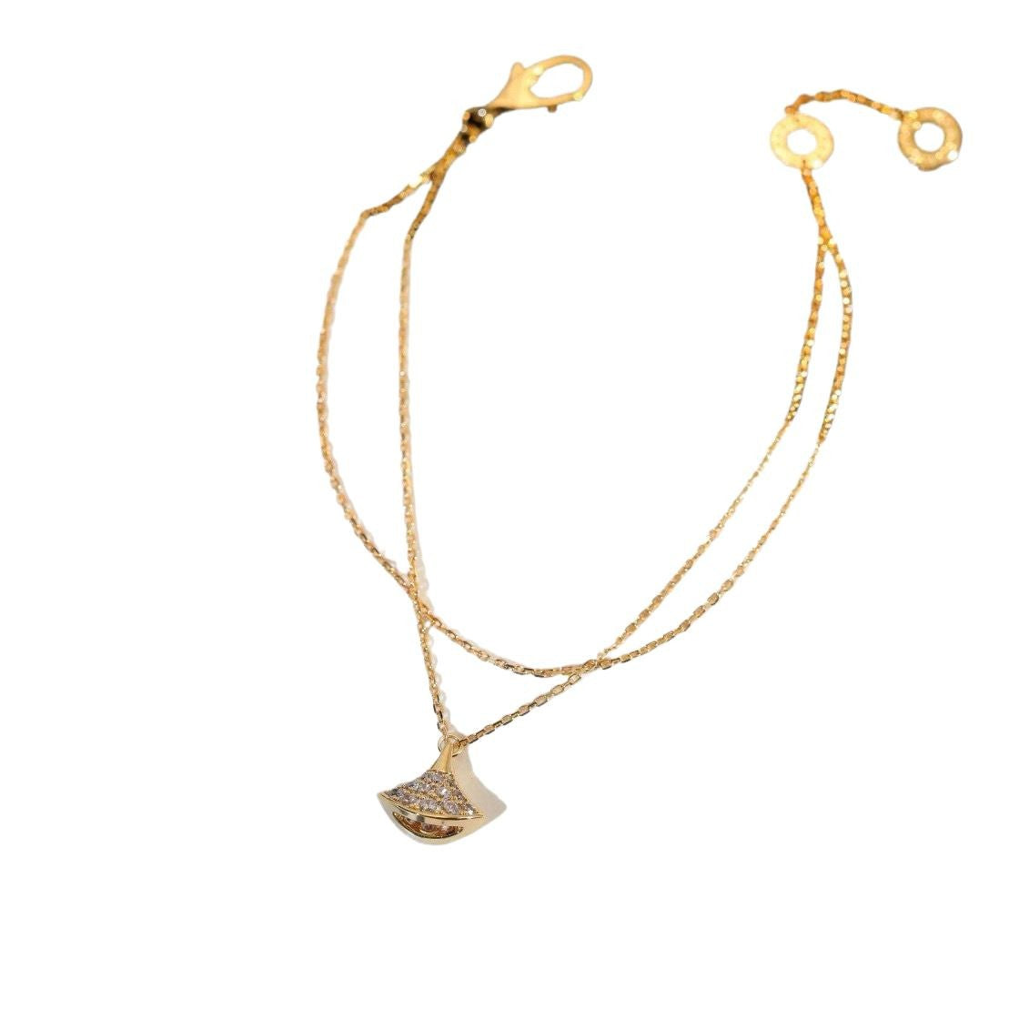 New High Version Plated Mi Gold CNC Seiko Skirt Bracelet High White Fritillaria Fan-shaped Bracelet for Women Light Luxury All-match