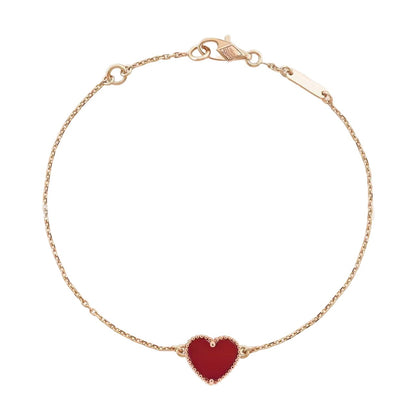 High Version V Gold Small Heart Bracelet for Women, Thick Plated 18K Rose Gold Heart-Shaped Red Agate Bracelet, Wholesale from Manufacturer