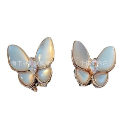 White Fritillaria Butterfly Necklace Women's Alloy Plated 18K Rose Gold Light Luxury Niche Full Diamond Clavicle Chain Original Bracelet