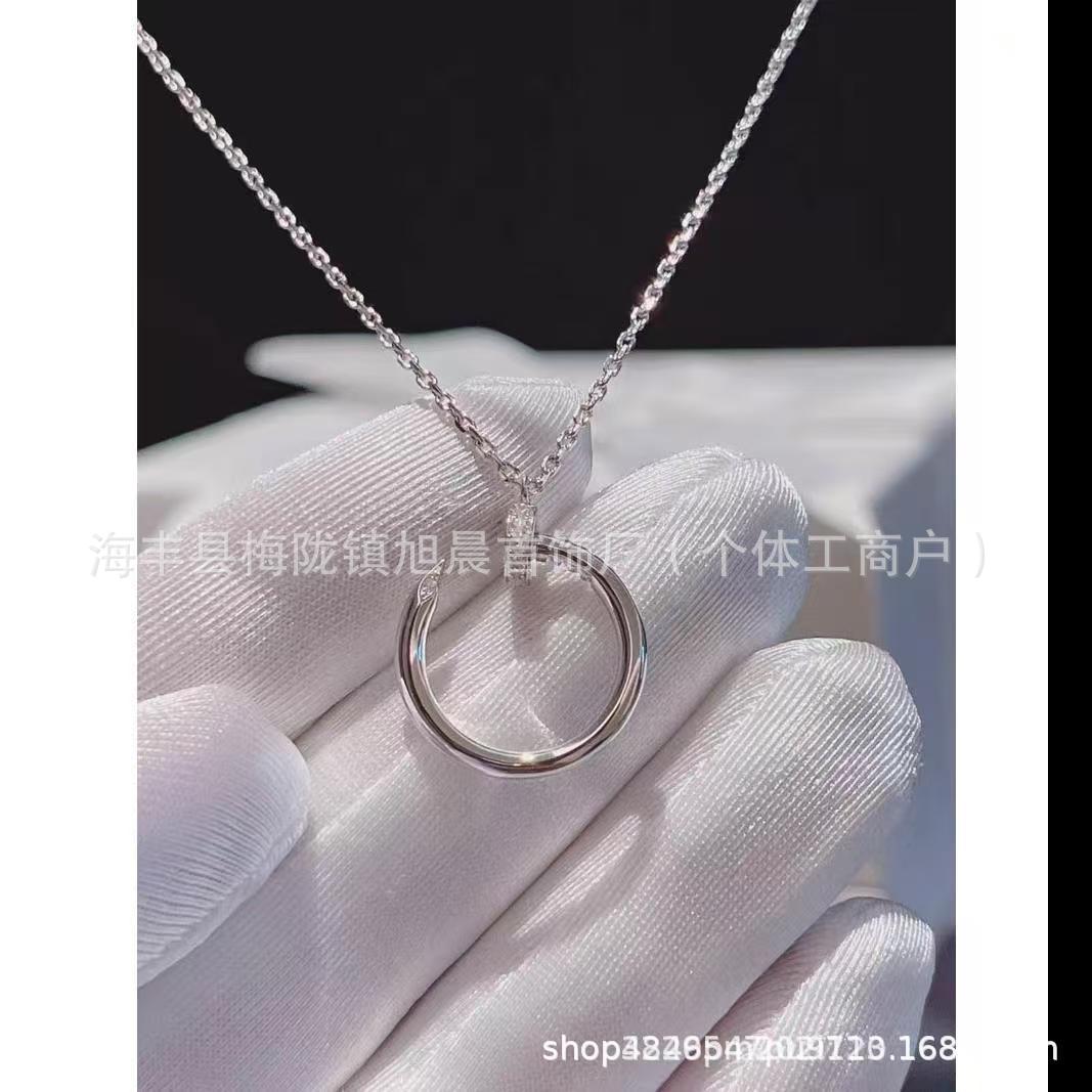 High Version V Gold Nail Series Full Diamond Necklace Thick Plated 18K Diamond-Embedded CNC Carved Pendant Clavicle Chain Does Not Fade..