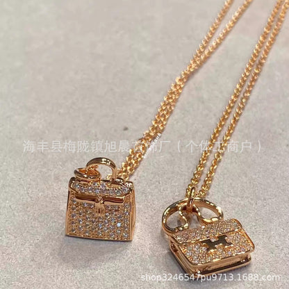 High Version V Gold H Letter Necklace Women's Color-free Enamel Clavicle Chain Light Luxury Rose Gold Pendant for Girlfriends Gift