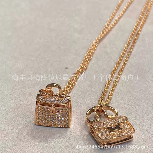 High Version V Gold H Letter Necklace Women's Color-free Enamel Clavicle Chain Light Luxury Rose Gold Pendant for Girlfriends Gift