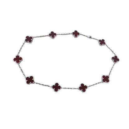 Four Seasons Ten Flower Necklace Female 9 Sterling Silver Four-Leaf Clover Necklace Light Luxury Fashion Temperament All-Match Gift for Girlfriend.