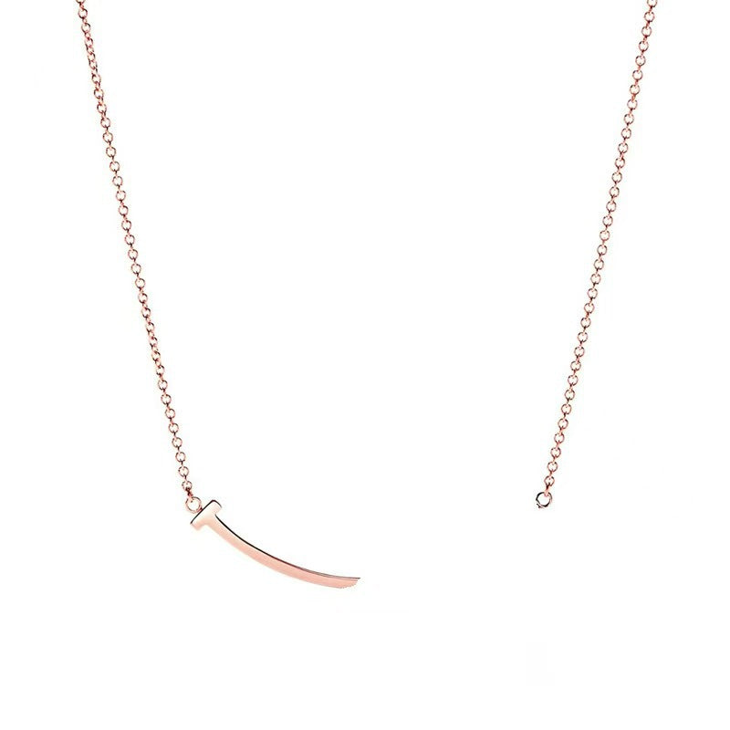High Version T Home V Gold Smile Smiley Face Necklace Fashion Beautiful Light Luxury Full Diamond Sense Popular Clavicle Chain Gift Female OL