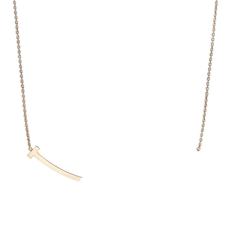 High Version T Home V Gold Smile Smiley Face Necklace Fashion Beautiful Light Luxury Full Diamond Sense Popular Clavicle Chain Gift Female OL
