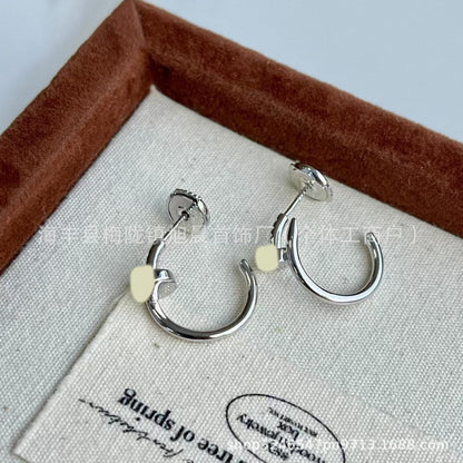 2025 Summer New Trendy Ins European and American Personalized Card Home Nail Full Diamond Earrings High Version Manufacturer Wholesale