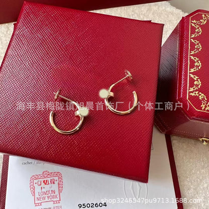 2025 Summer New Trendy Ins European and American Personalized Card Home Nail Full Diamond Earrings High Version Manufacturer Wholesale