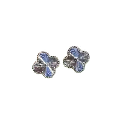 High Version V Gold Plated 18K Clover Ear Racket V Female High-Grade Light Luxury Earrings Lucky Grass Ear Racket V Fashion Beautiful
