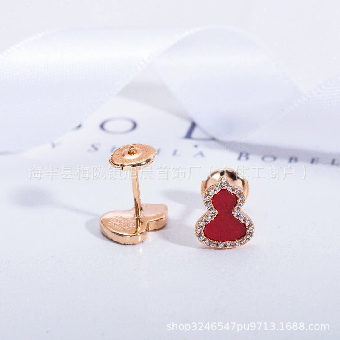 High-End Small Gourd Earrings for Women, Rose Earrings, Chinese Style Light Luxury, High-End, Temperament and Fashionable Earrings