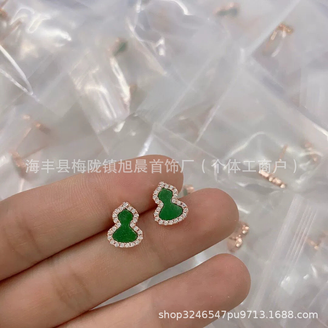 High-End Small Gourd Earrings for Women, Rose Earrings, Chinese Style Light Luxury, High-End, Temperament and Fashionable Earrings