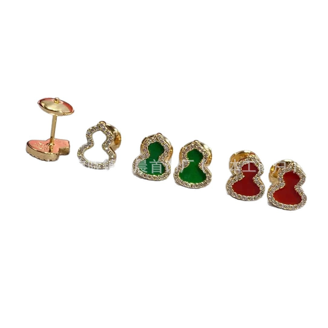 High-End Small Gourd Earrings for Women, Rose Earrings, Chinese Style Light Luxury, High-End, Temperament and Fashionable Earrings