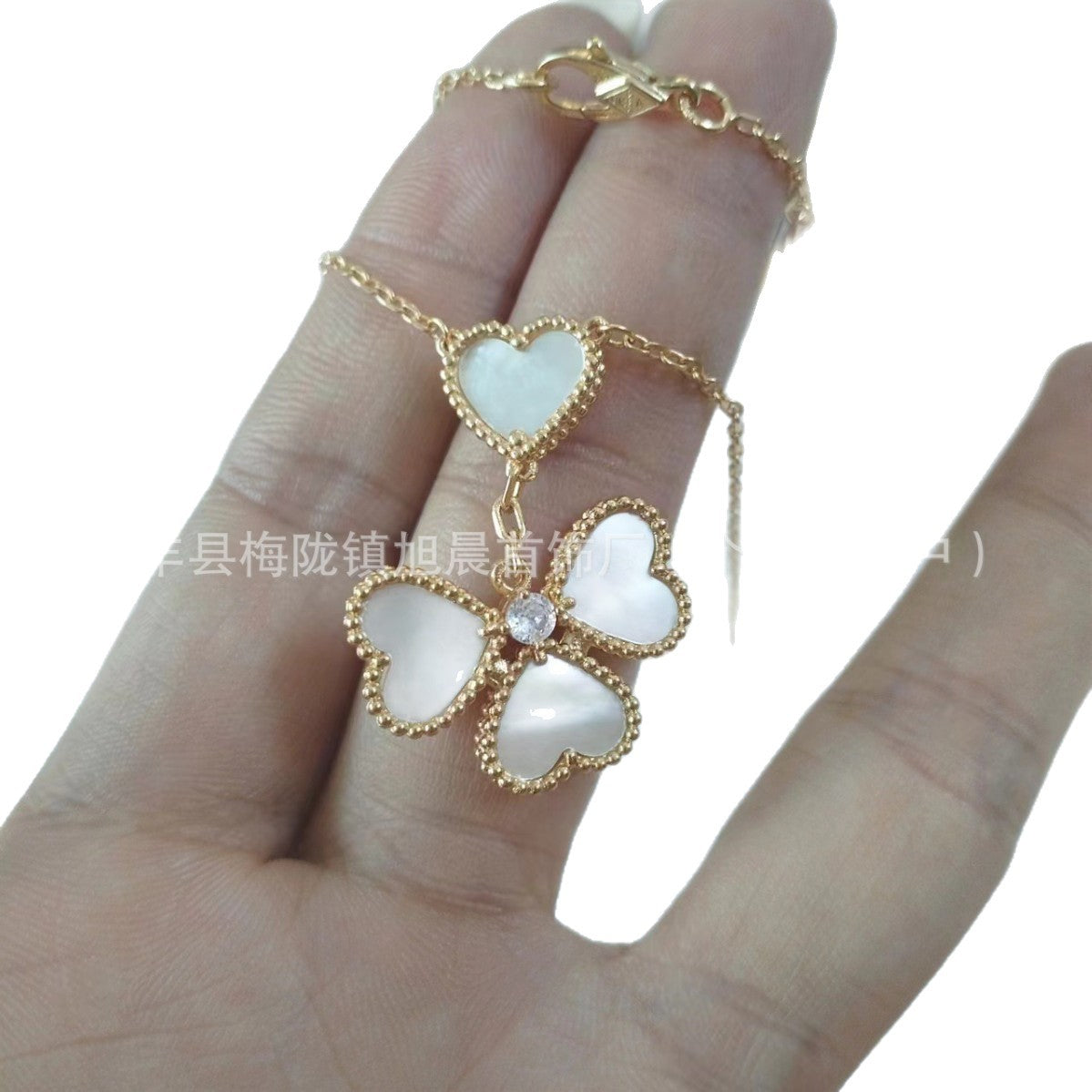 Cross-Border Red Agate Love Four-Leaf Flower Earrings Simple High-End Temperament Versatile Earrings for Women