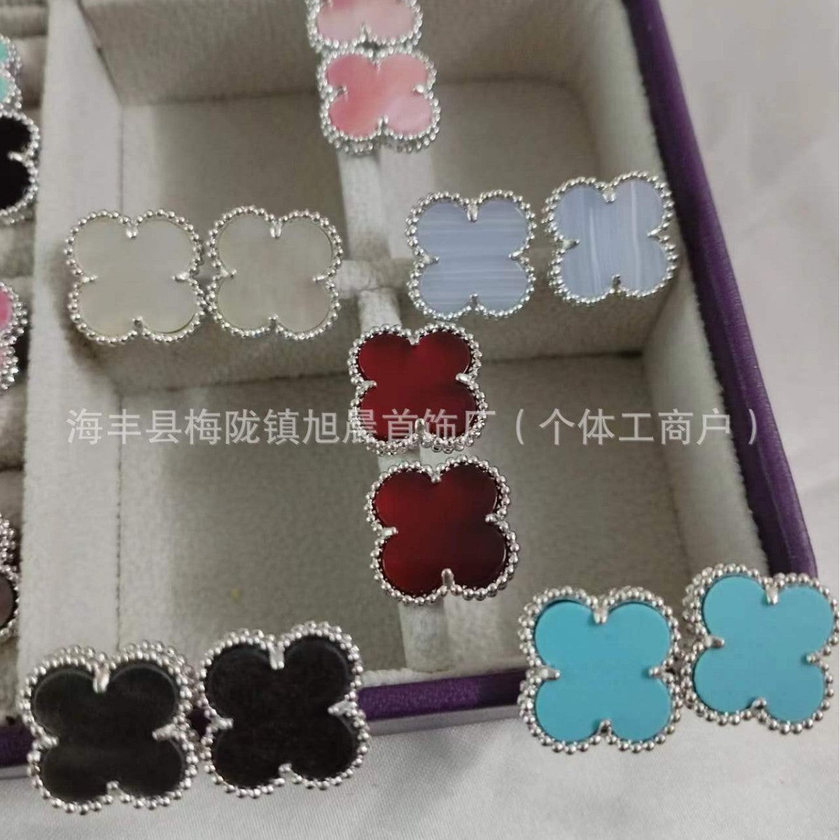 15mm New Fanjia Lucky Clover Ear Studs 18 Rose Gold Light Luxury Niche High-Grade All-Match Light Luxury Earrings