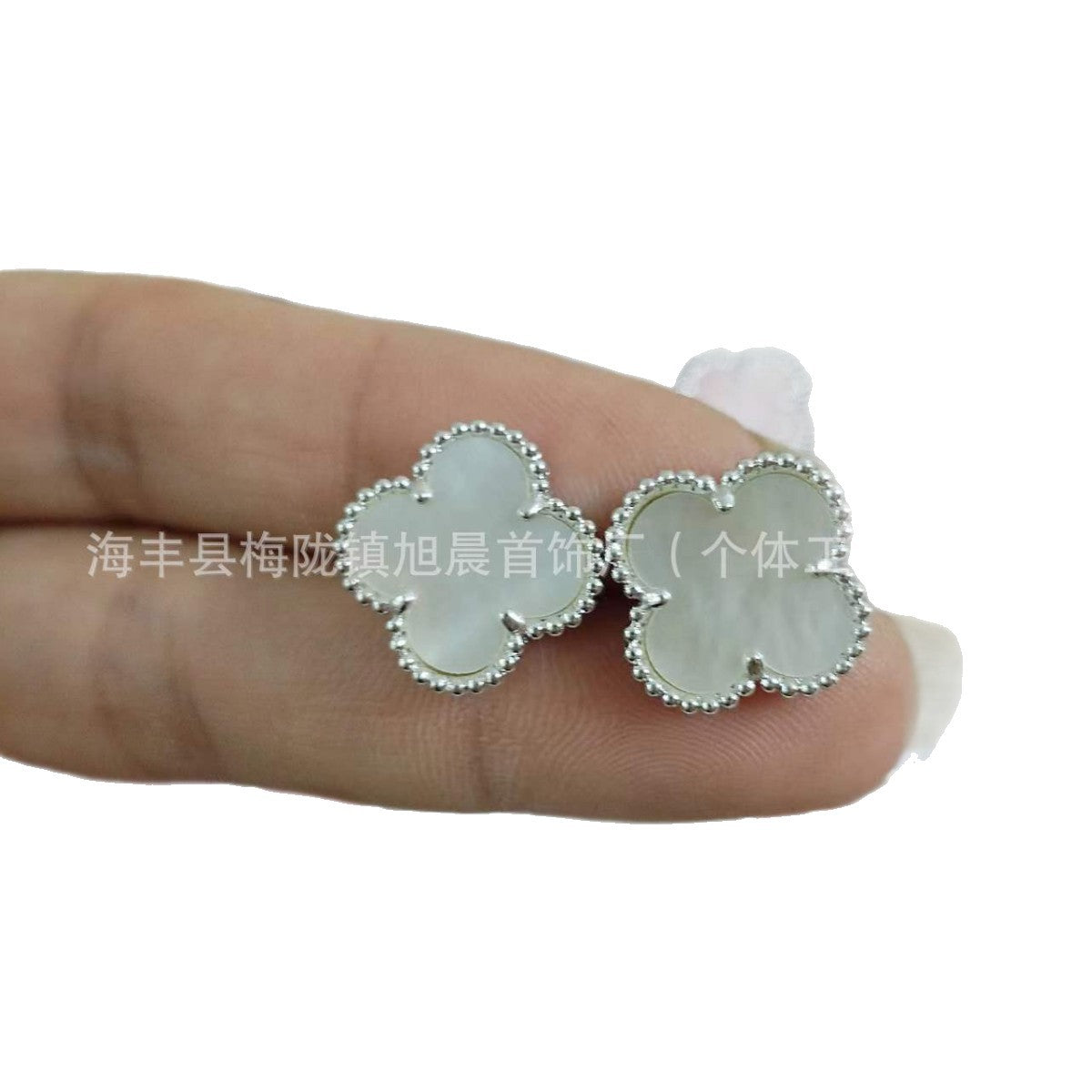 15mm New Fanjia Lucky Clover Ear Studs 18 Rose Gold Light Luxury Niche High-Grade All-Match Light Luxury Earrings