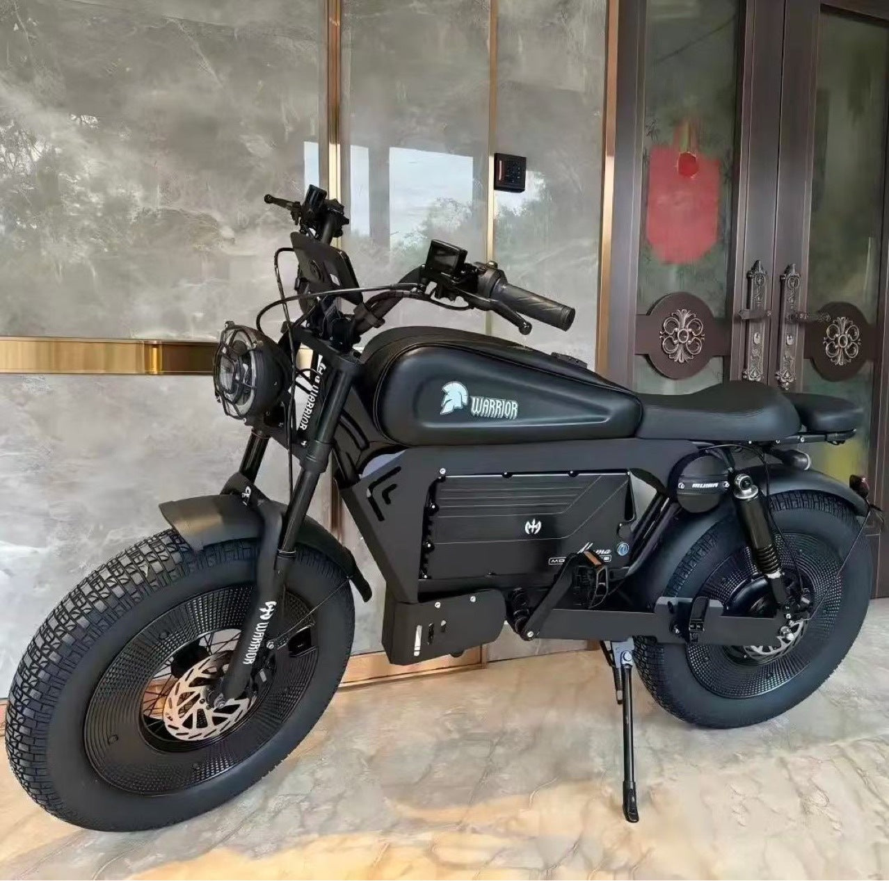 American Warehouse Cross-Border Black Warrior Lithium Battery-Assisted Electric Bicycle Motorcycle Off-Road Fat Tire Snowmobile