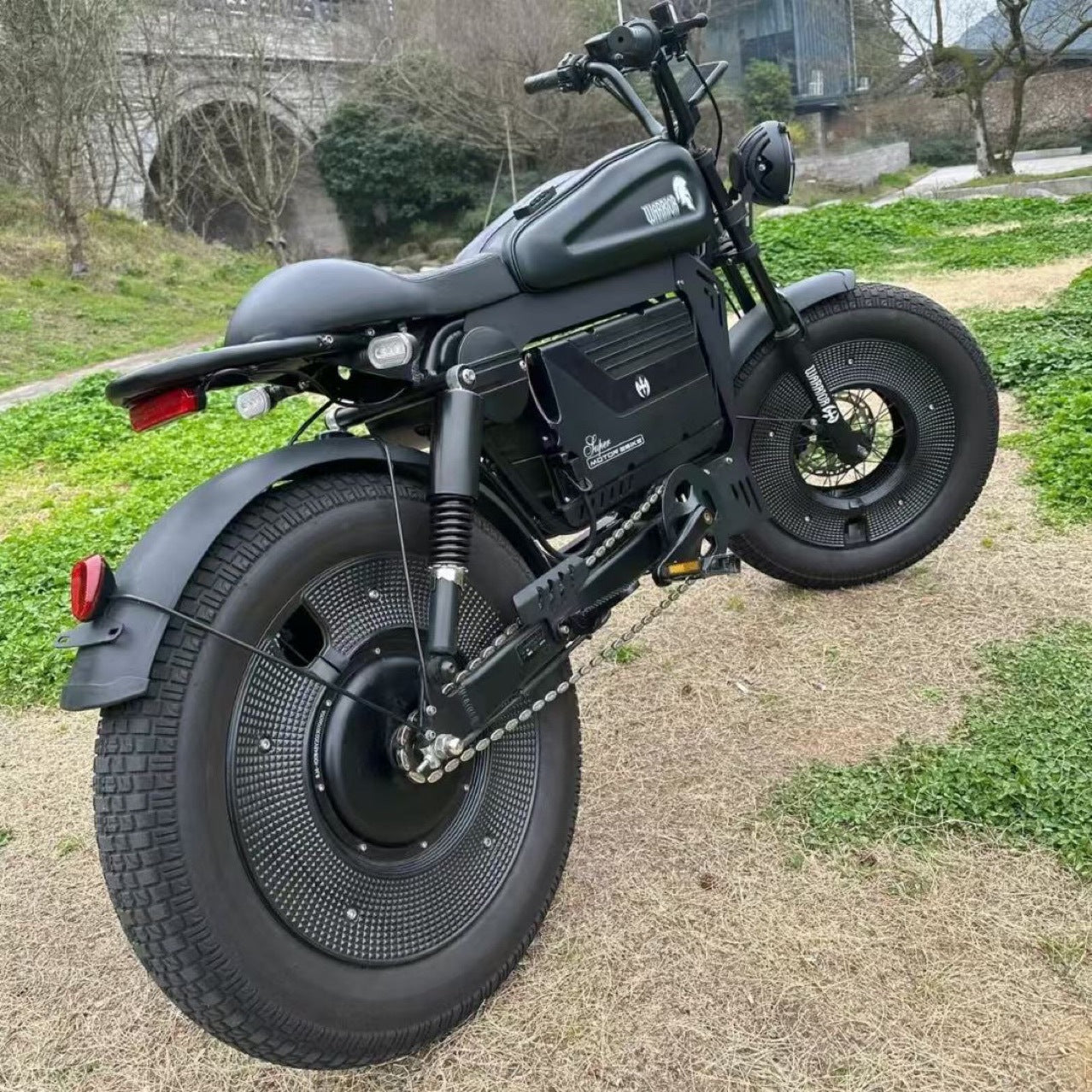 American Warehouse Cross-Border Black Warrior Lithium Battery-Assisted Electric Bicycle Motorcycle Off-Road Fat Tire Snowmobile